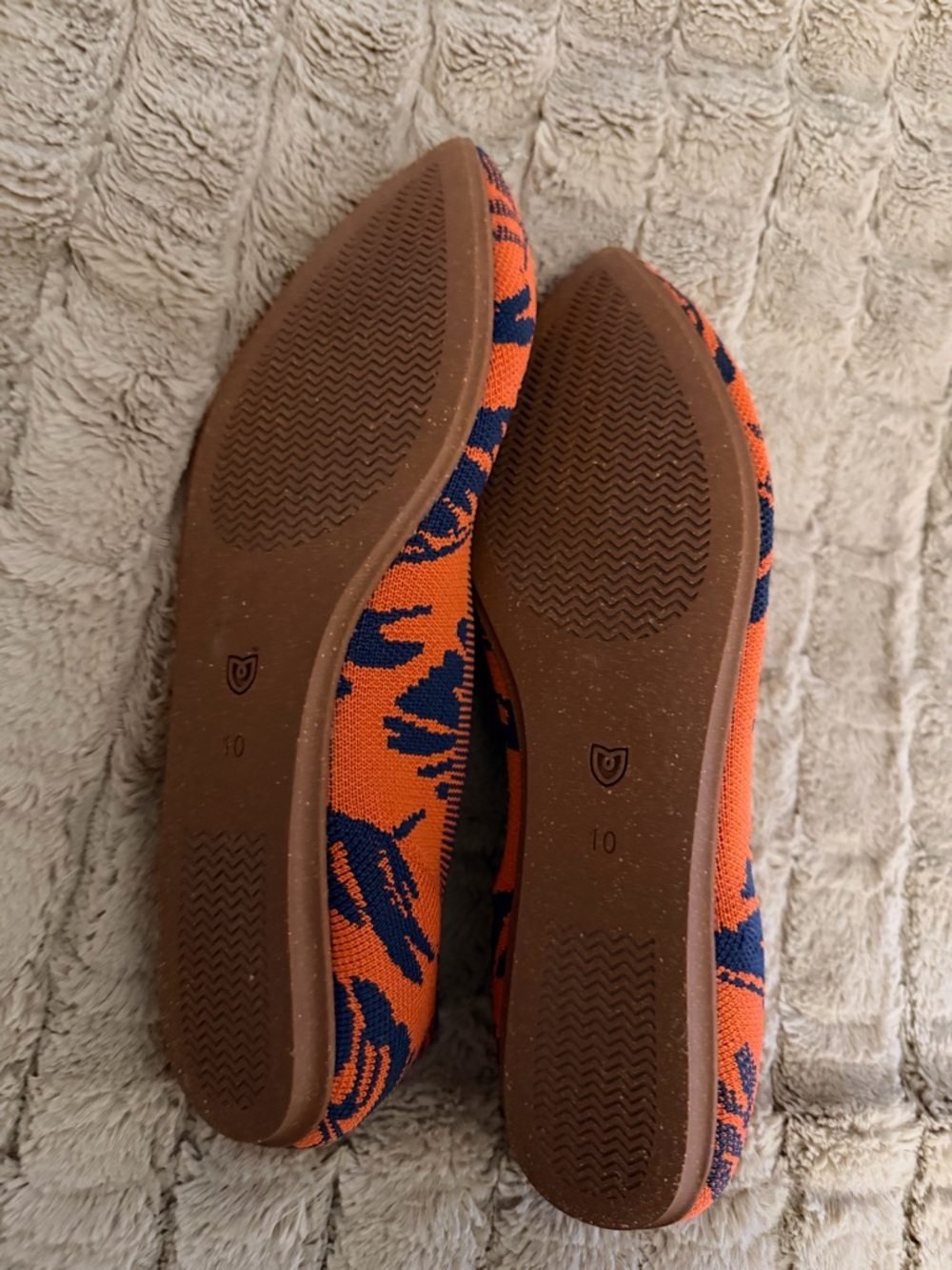 Rothy's Orange & Navy Pointed Knit Flats EUC - Picture 2 of 2